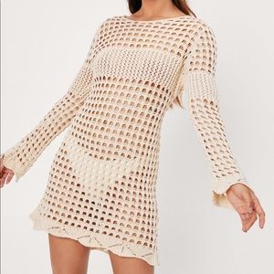 Nasty Gal Petite Crotchet Long Sleeve Mini Dress
